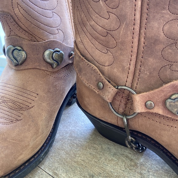 Masterson Boot Co Brown Leather Deertan Chain J Toe Western Boots Women's Size 6 - Picture 8 of 14